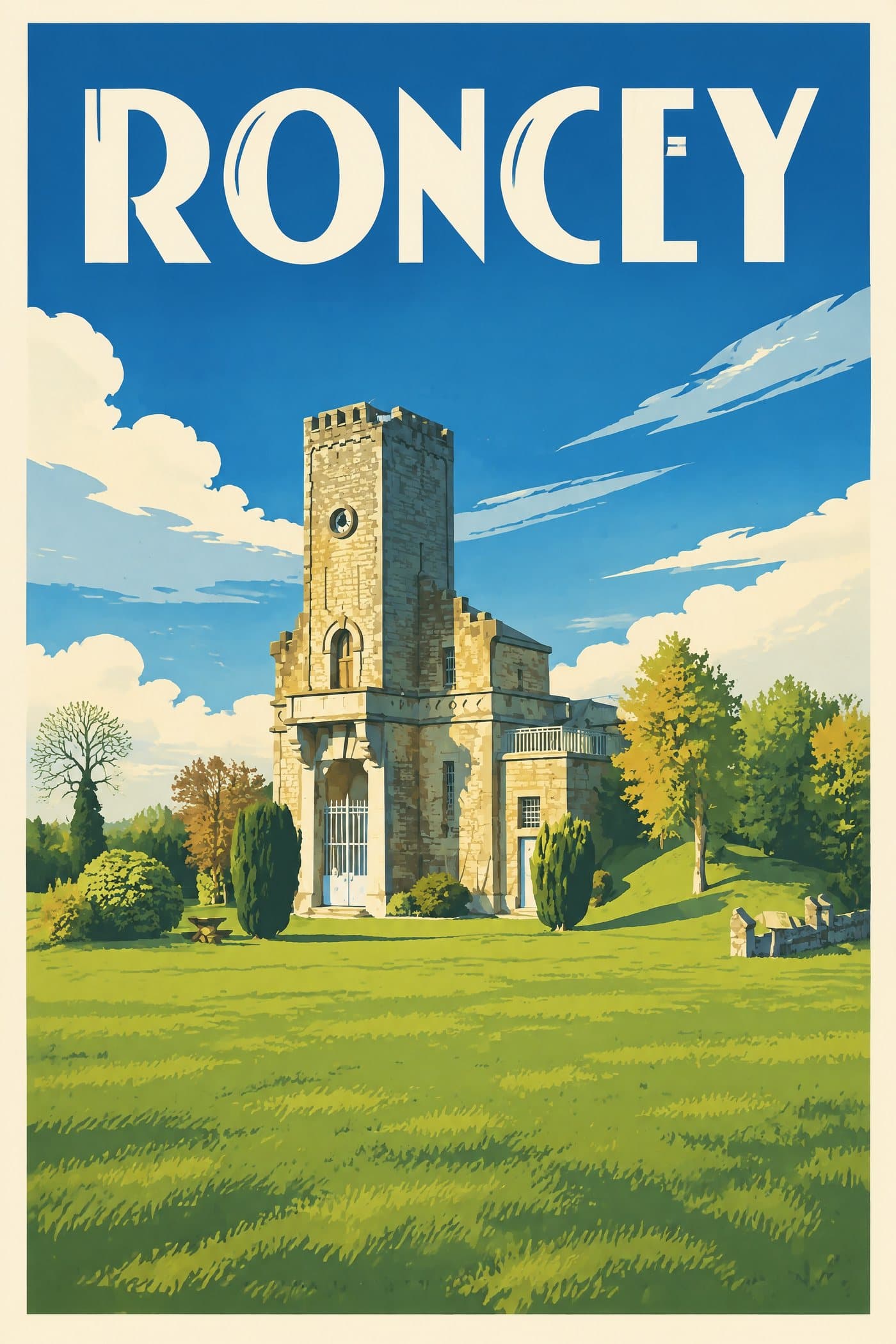 Affiche illustrée de Roncey — Caveau Leteneur