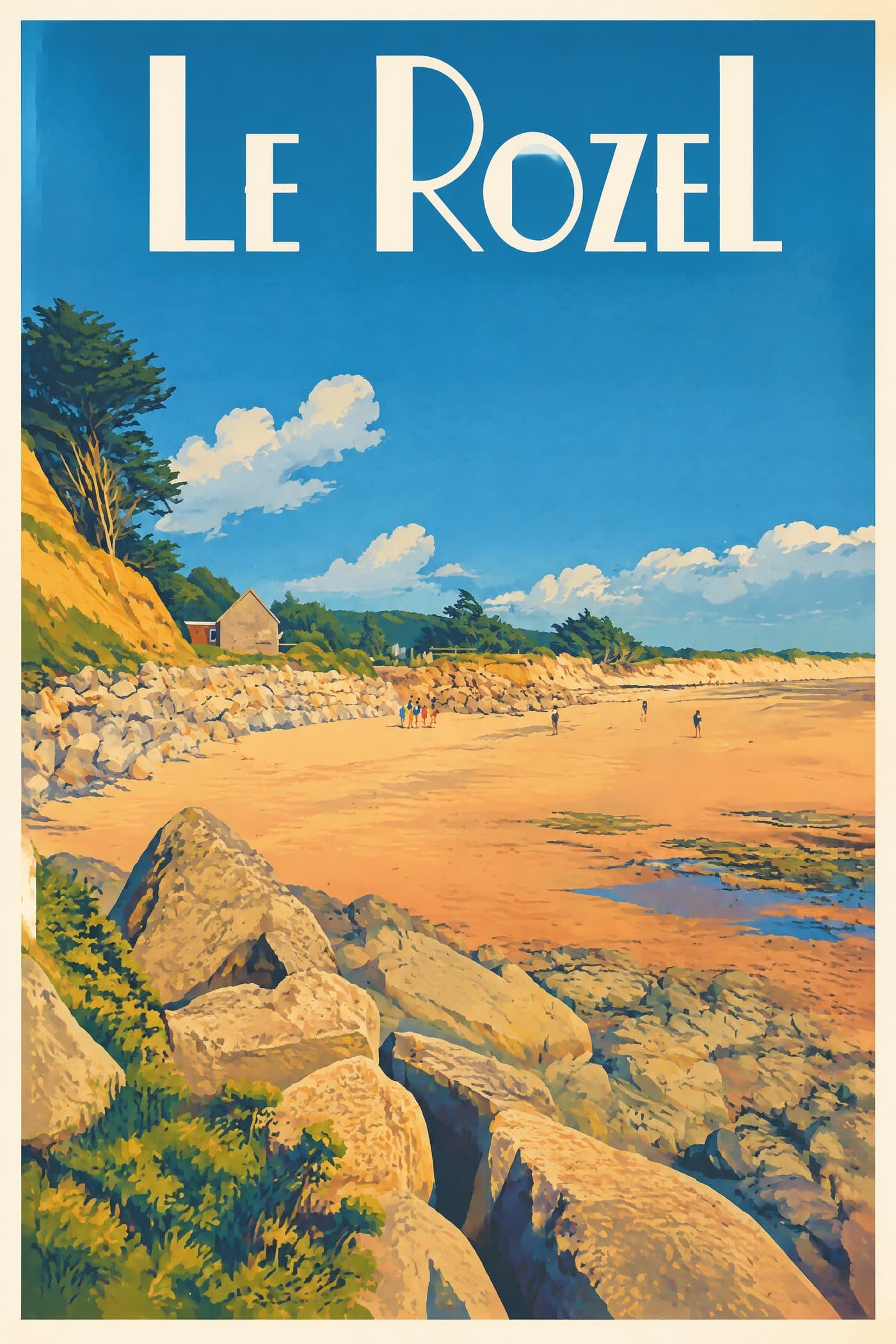 Affiche illustrée du Rozel — La plage