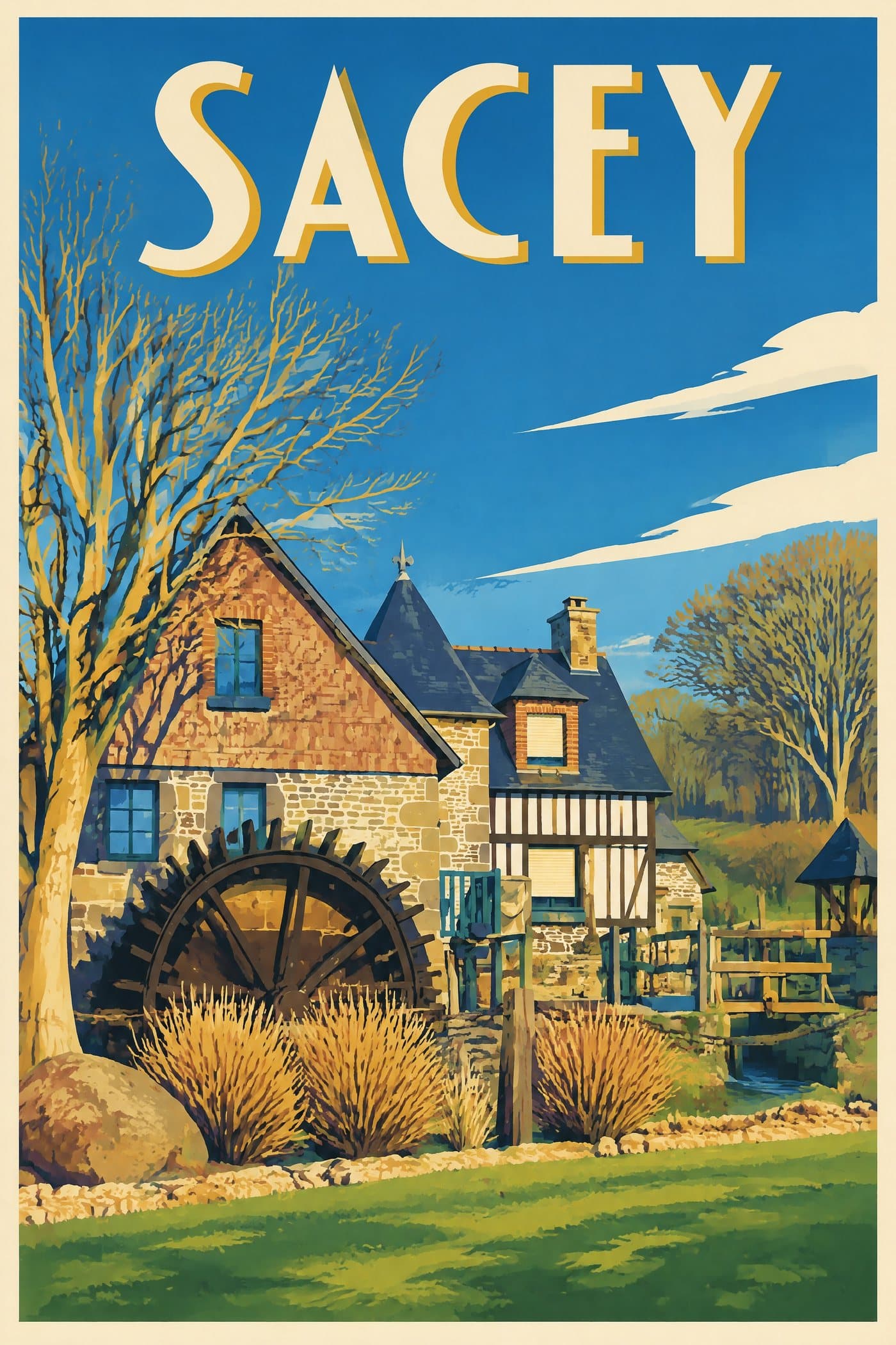 Affiche illustrée de Sacey — Moulin de la Porte