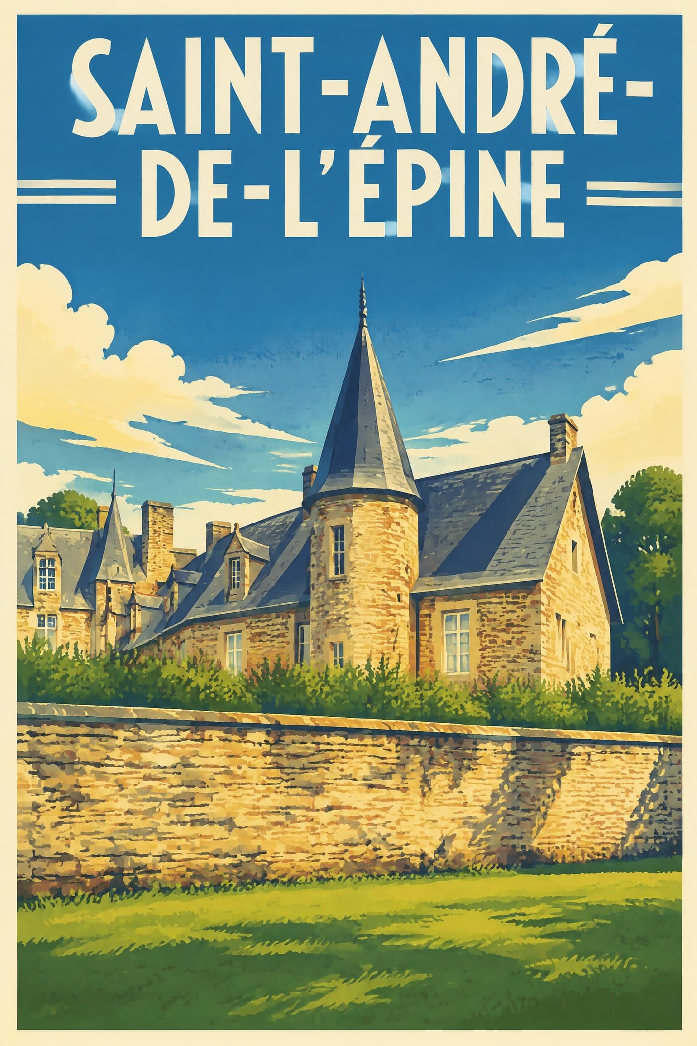 Affiche illustrée de Saint-André-de-l'Épine — Château de Saint-Pierre-de-Semilly