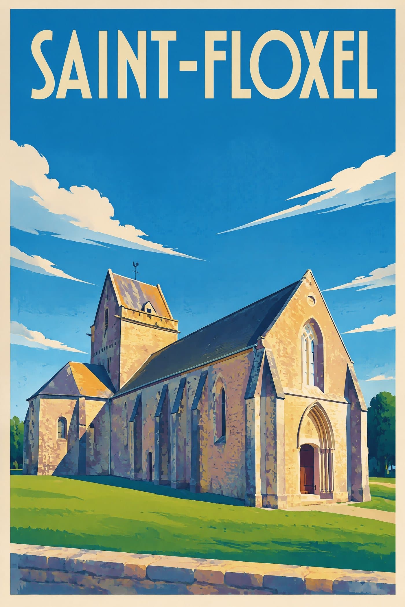 Affiche illustrée de Saint-Floxel — Église Saint-Floxel