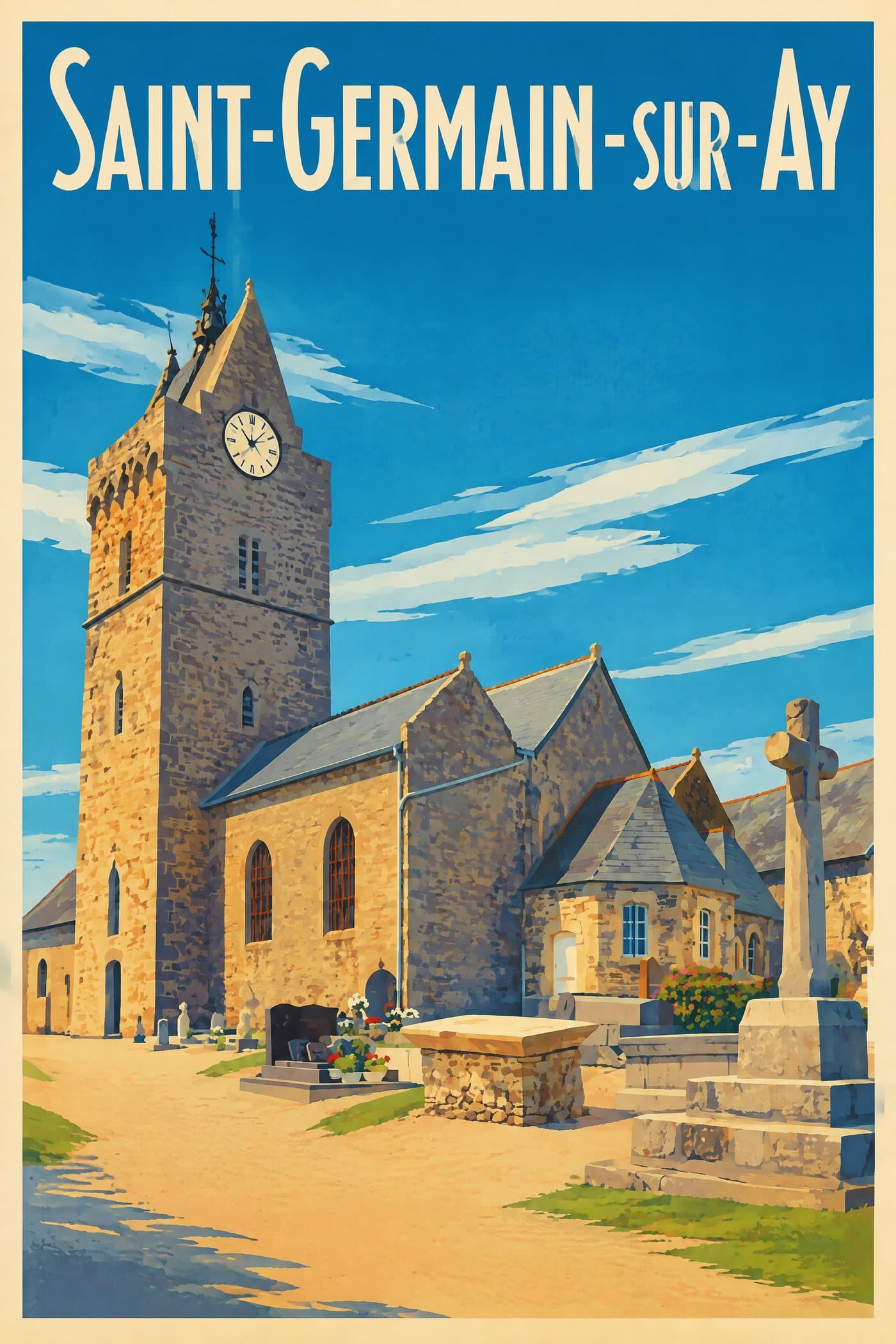 Affiche illustrée de Saint-Germain-sur-Ay — Le chœur et les chapelles