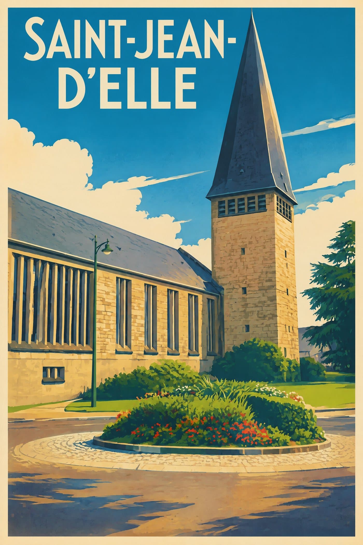 Affiche illustrée de Saint-Jean-d'Elle — L’église