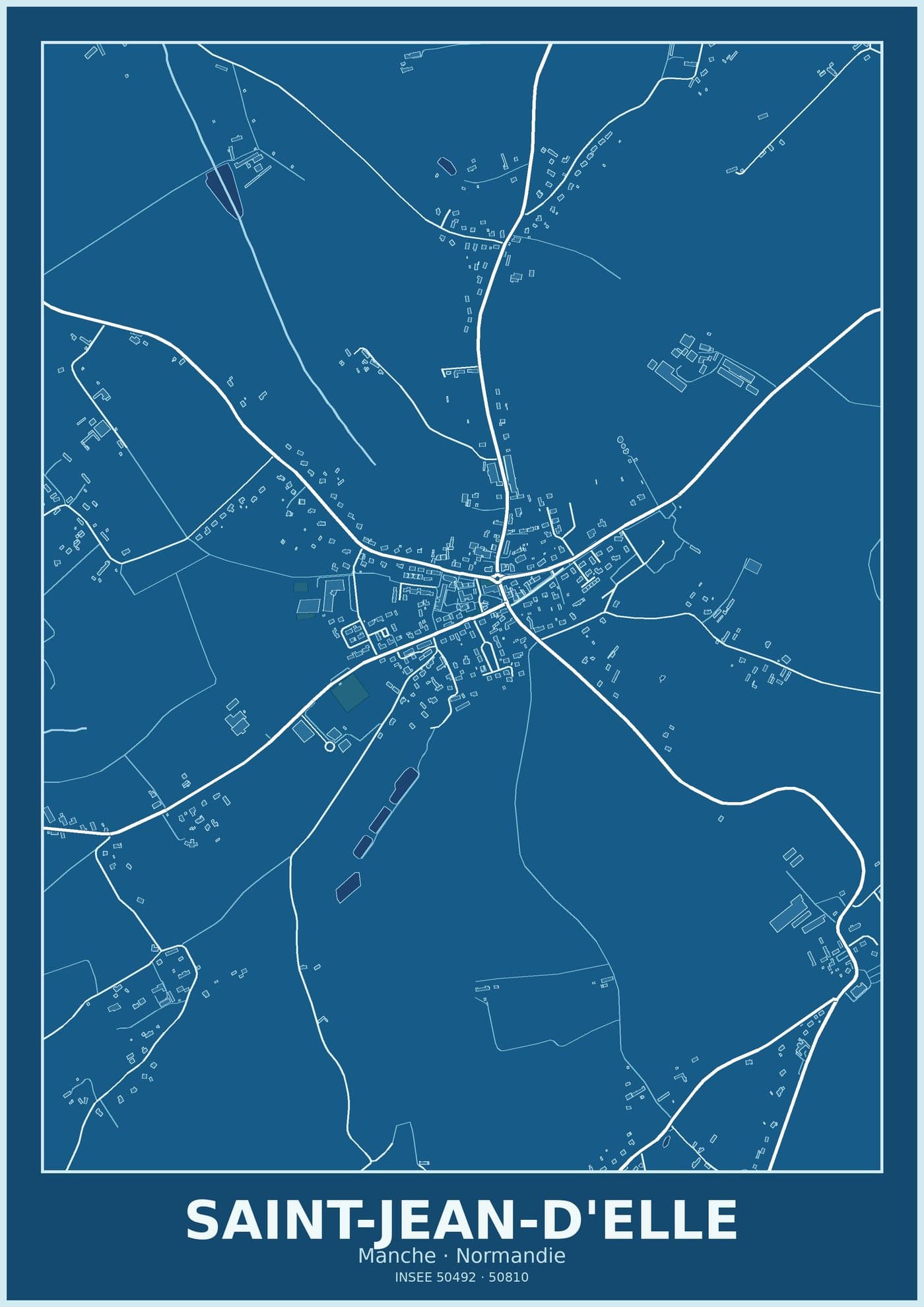 Plan de Saint-Jean-d'Elle, style blueprint
