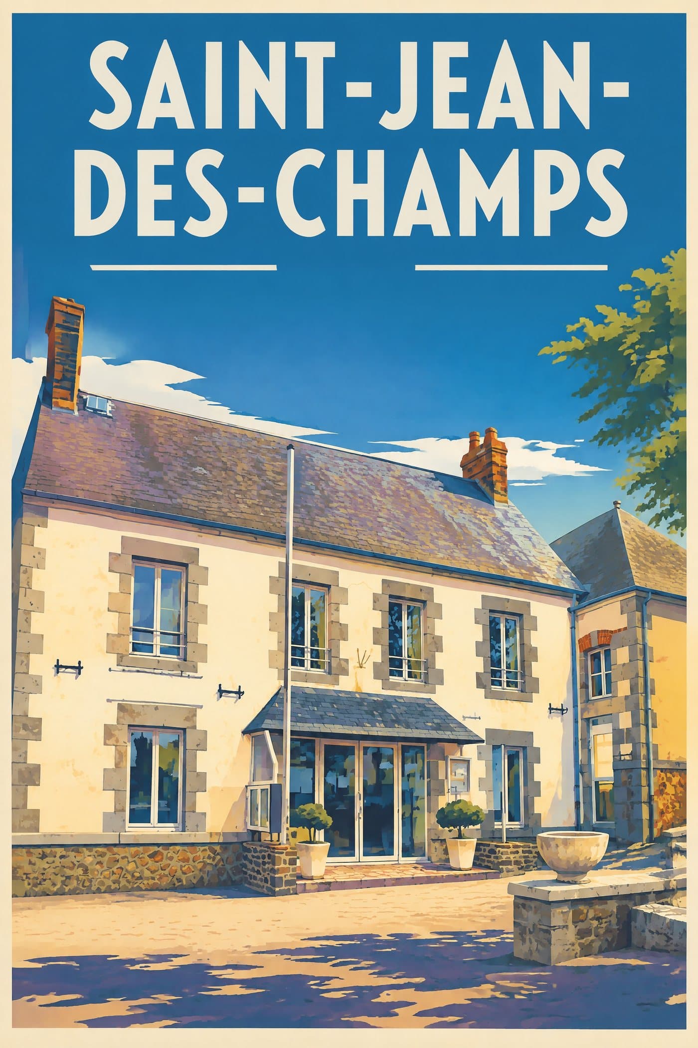 Affiche illustrée de Saint-Jean-des-Champs — La mairie