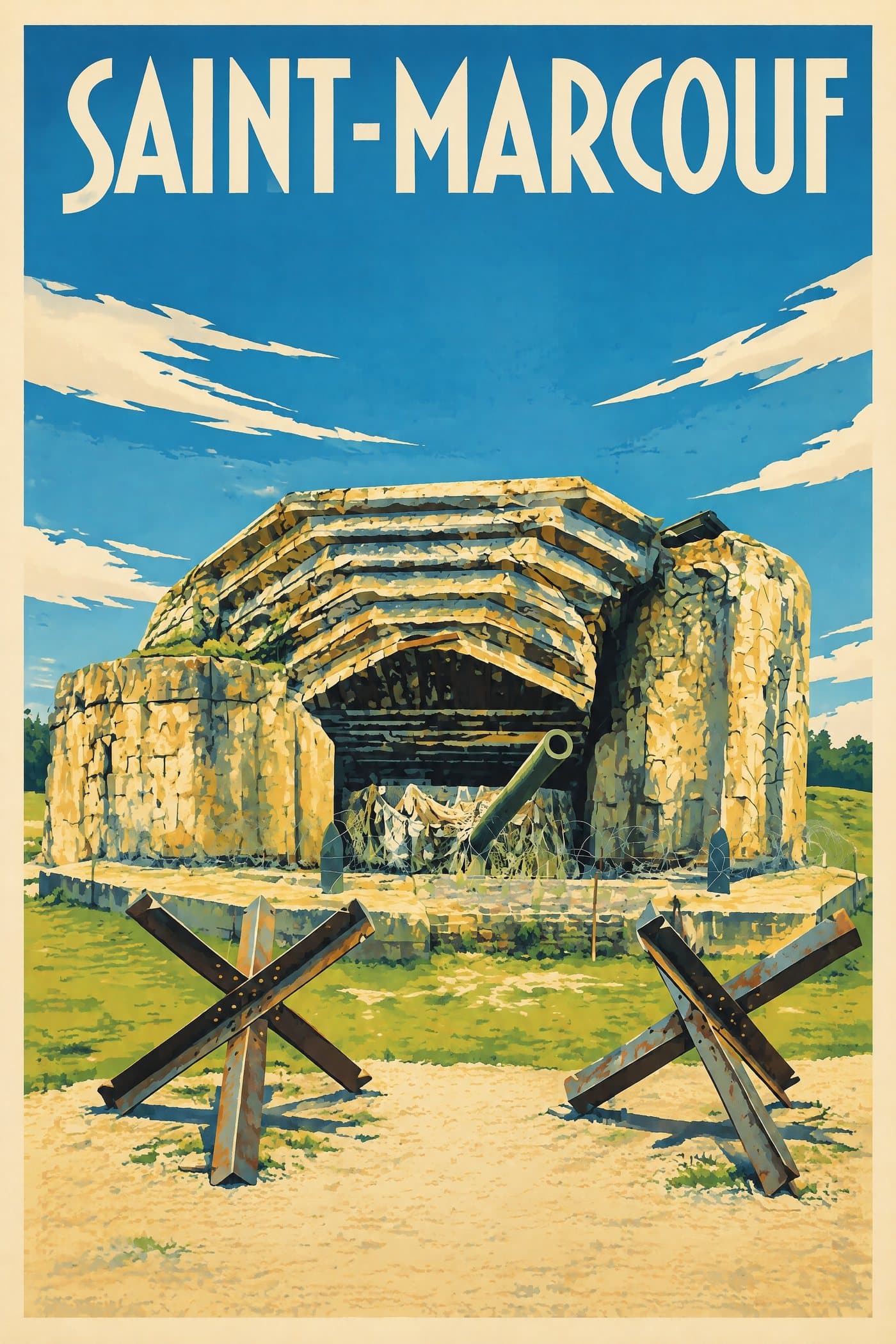 Affiche illustrée de Saint-Marcouf — Batterie de Crisbecq