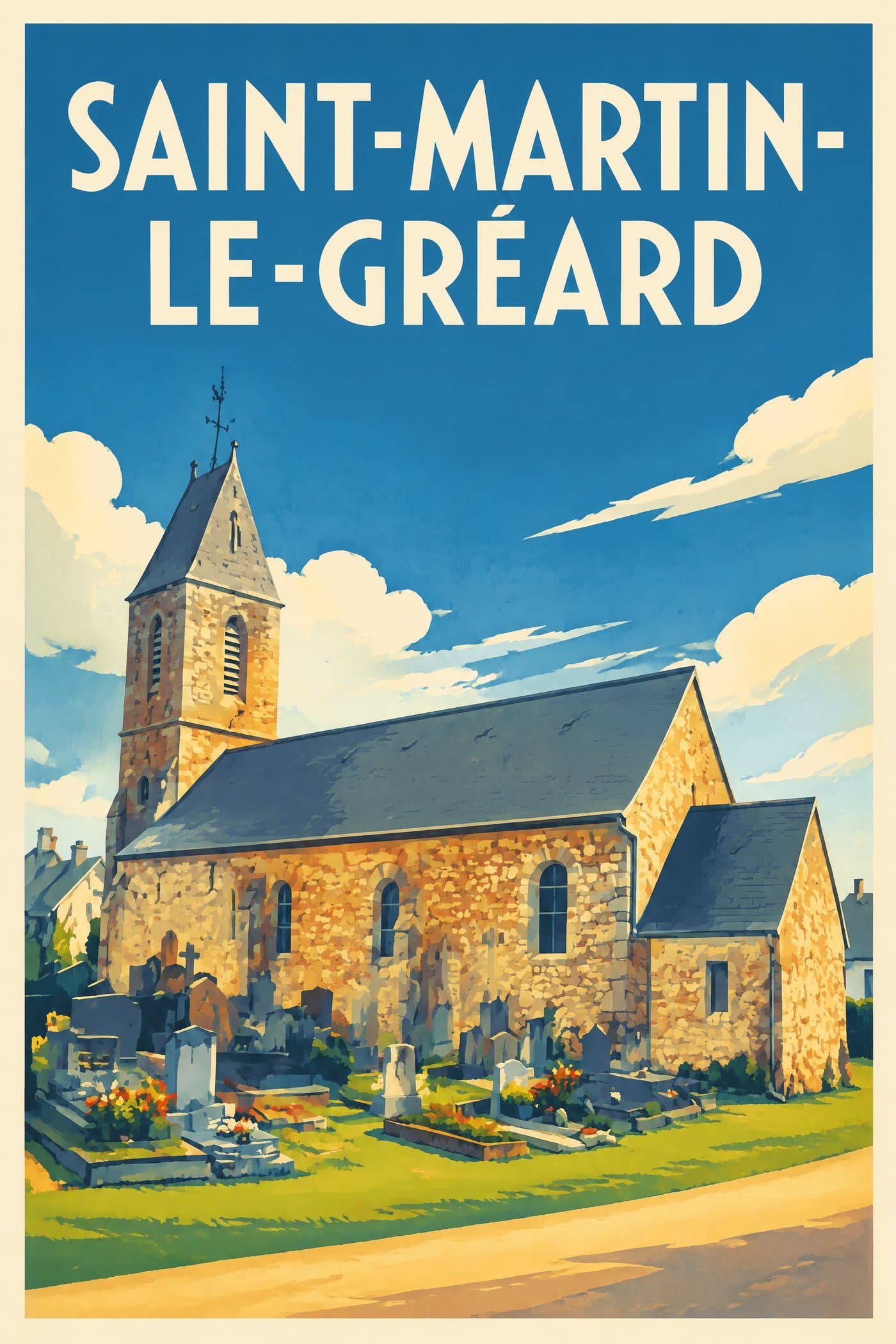 Affiche illustrée de Saint-Martin-le-Gréard — Église Saint-Martin