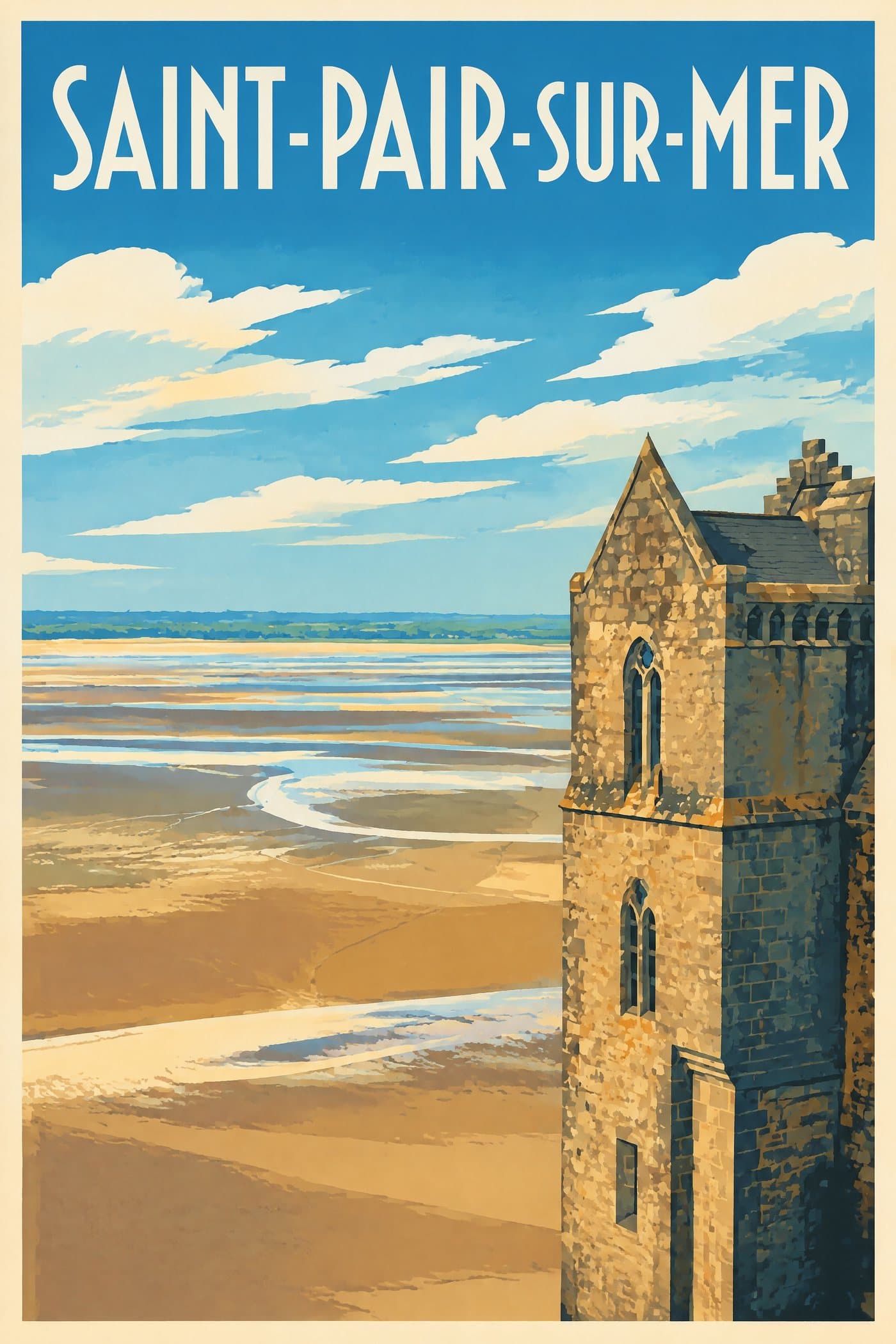 Affiche illustrée de Saint-Pair-sur-Mer — La baie du Mont-Saint-Michel
