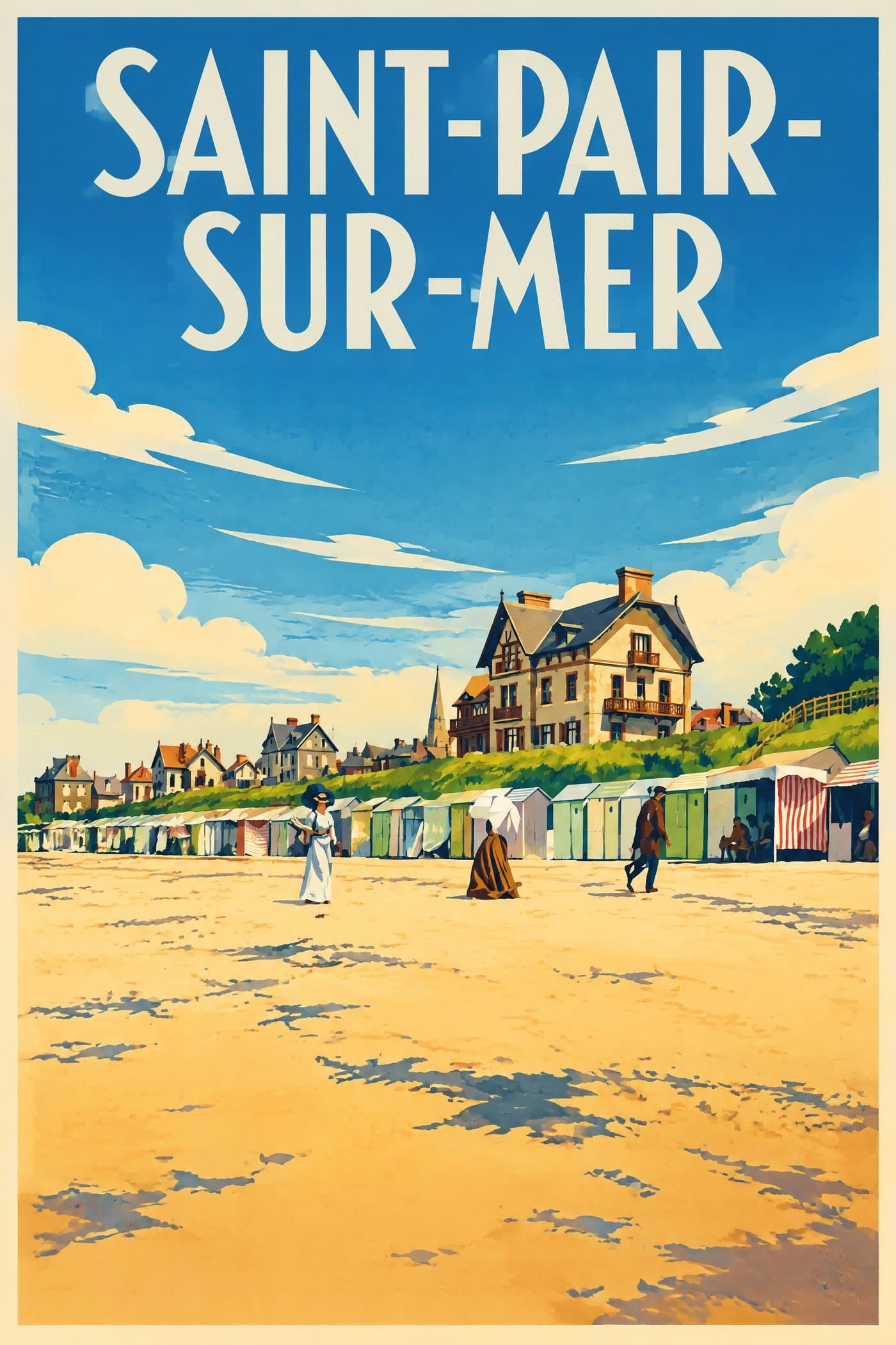 Affiche illustrée de Saint-Pair-sur-Mer — La plage