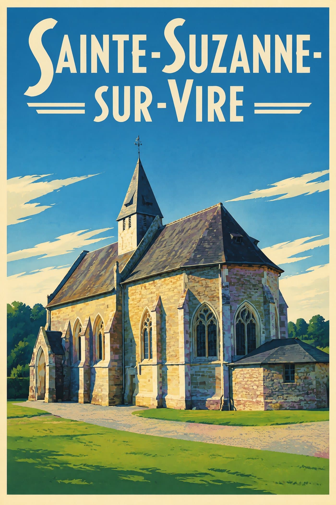 Affiche illustrée de Sainte-Suzanne-sur-Vire — L’église