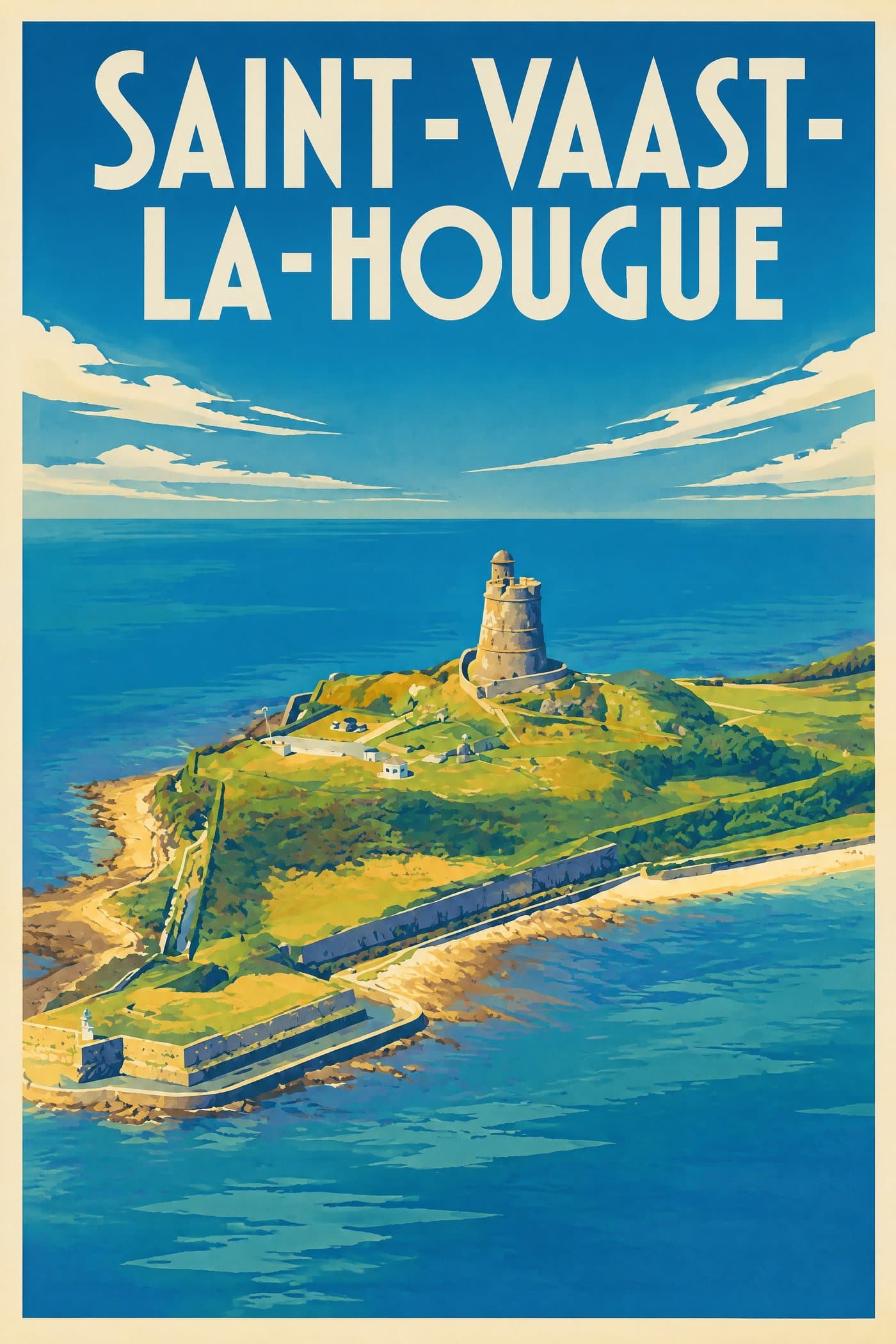 Affiche illustrée de Saint-Vaast-la-Hougue — Fort de la Hougue