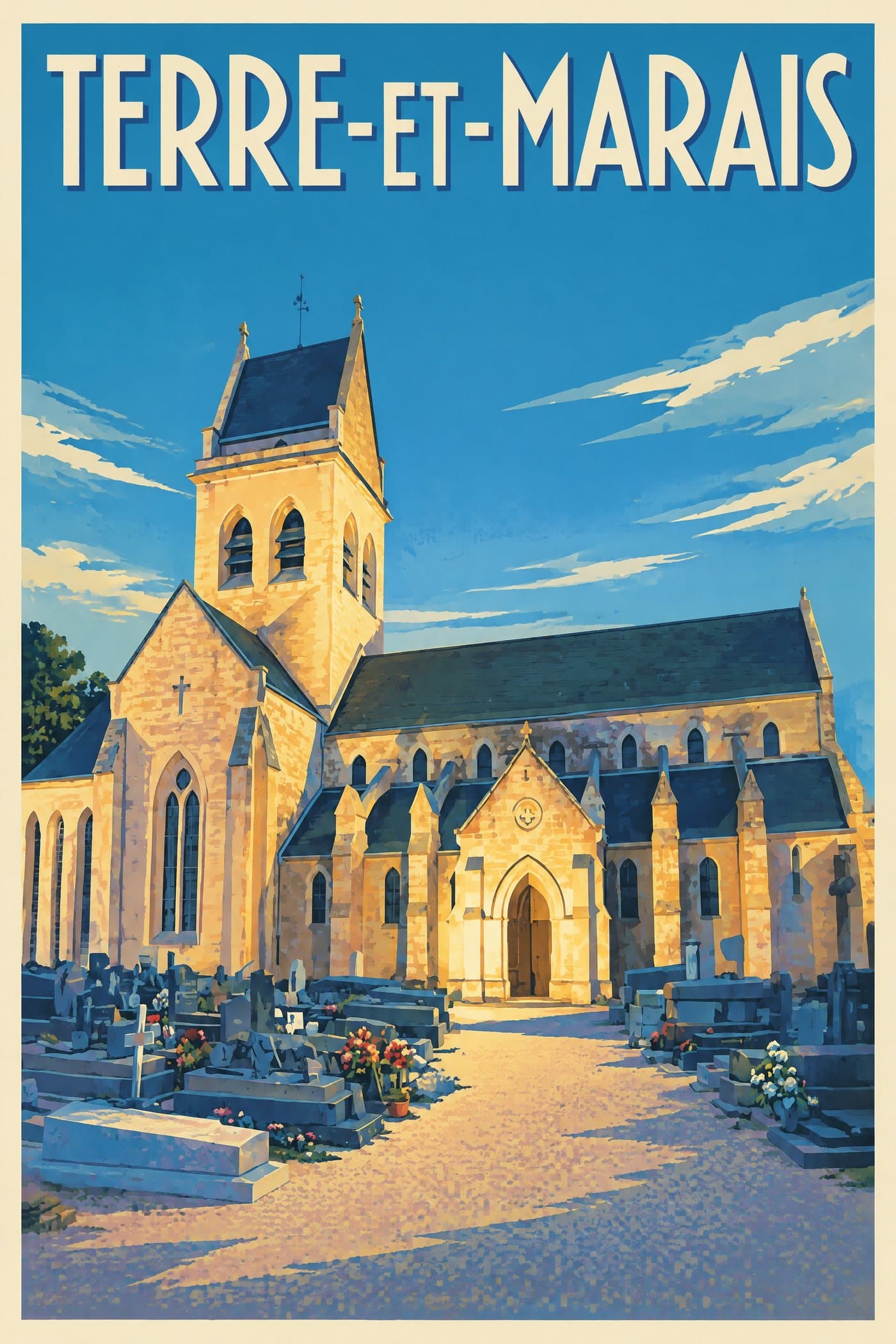 Affiche illustrée de Terre-et-Marais — Église Saint-Pierre