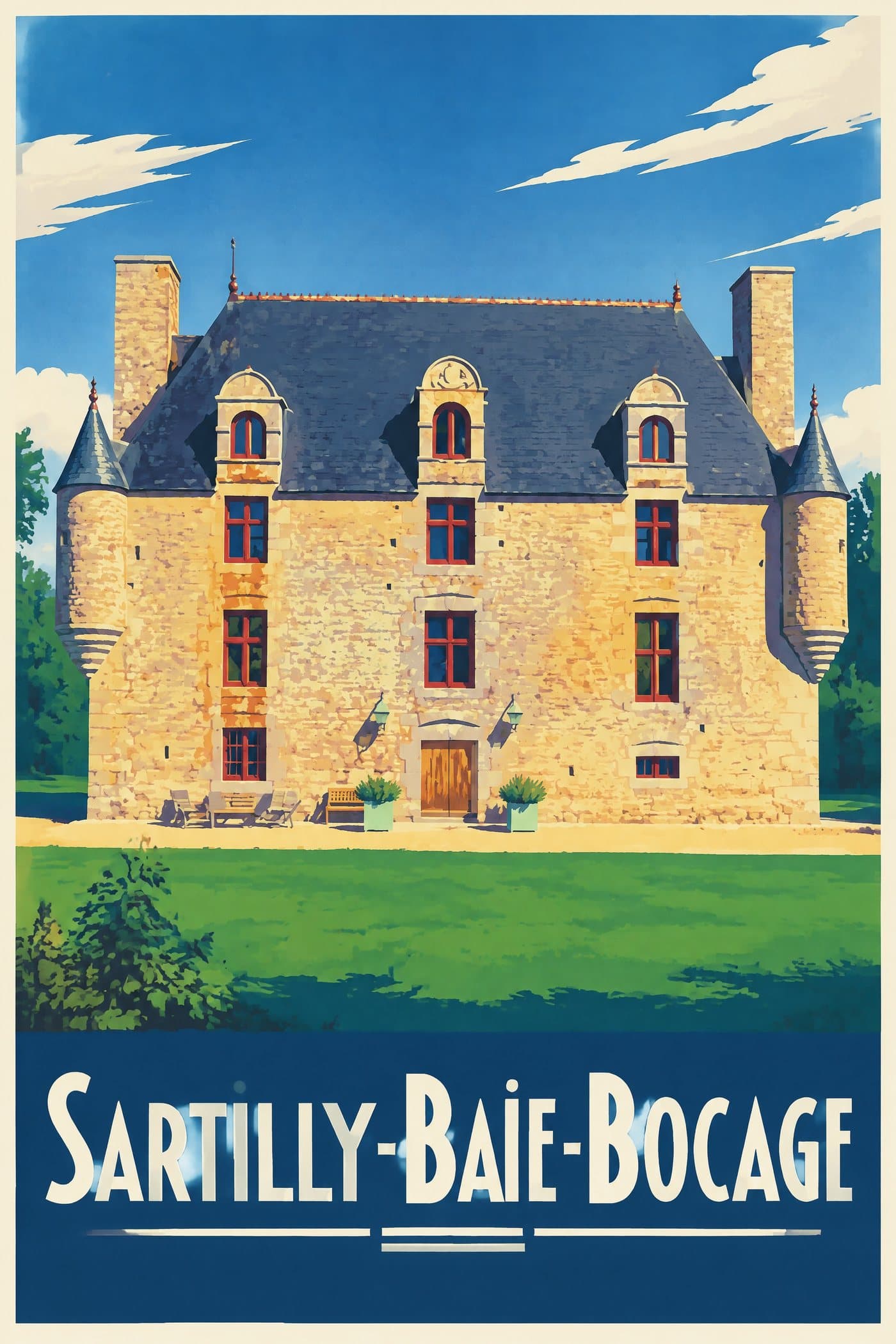Affiche illustrée de Sartilly-Baie-Bocage — Logis de Bréquigny