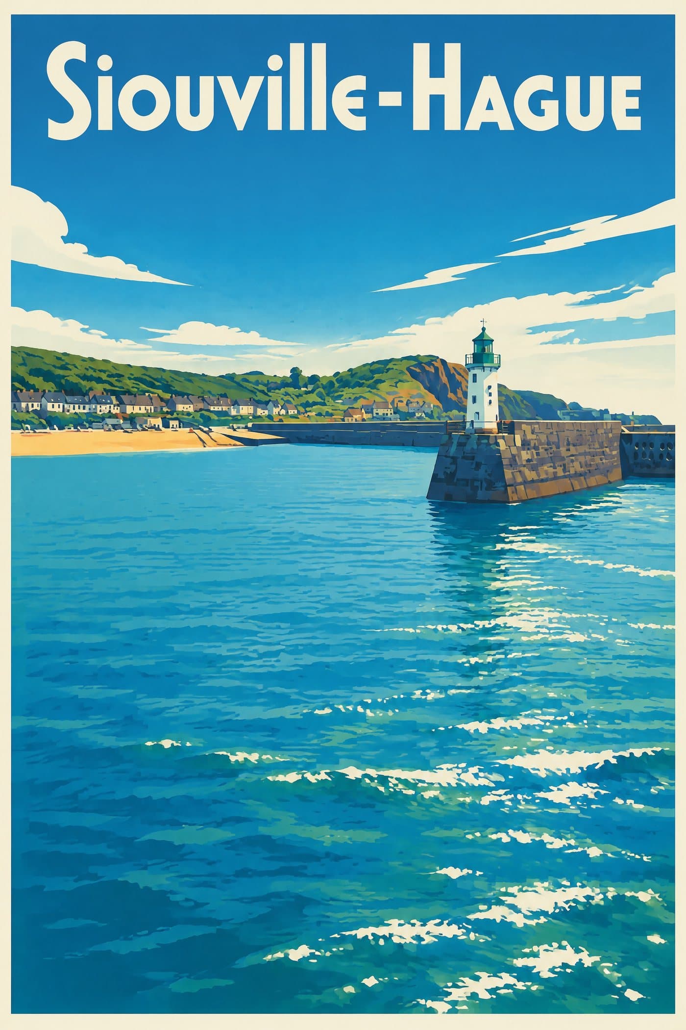Affiche illustrée de Siouville-Hague — Le port