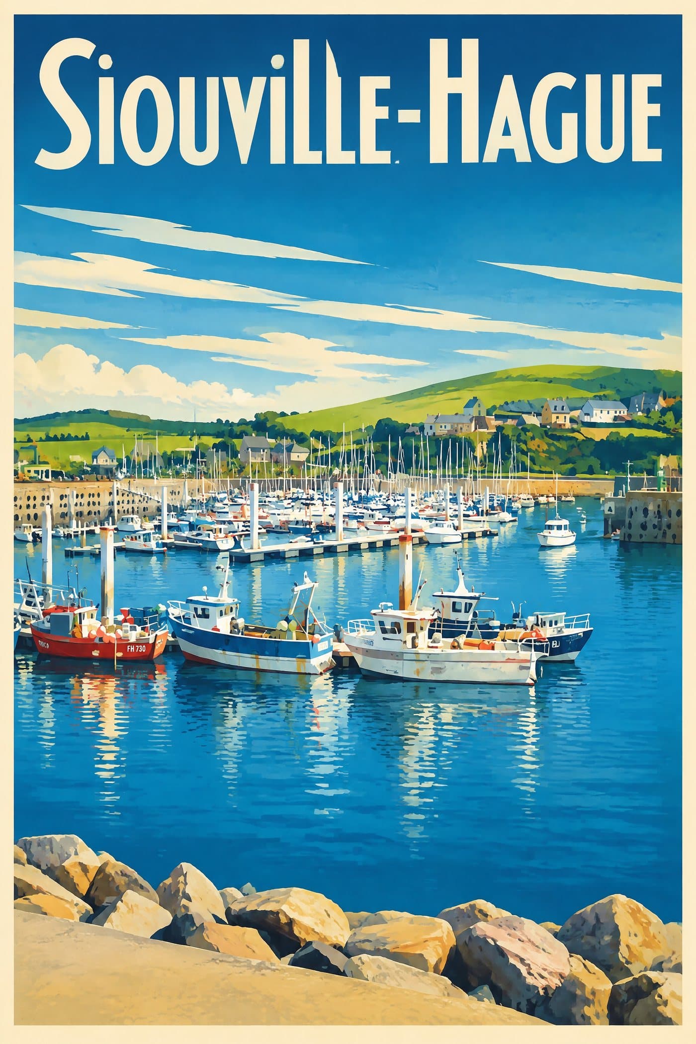 Affiche illustrée de Siouville-Hague — Le port, autre vue