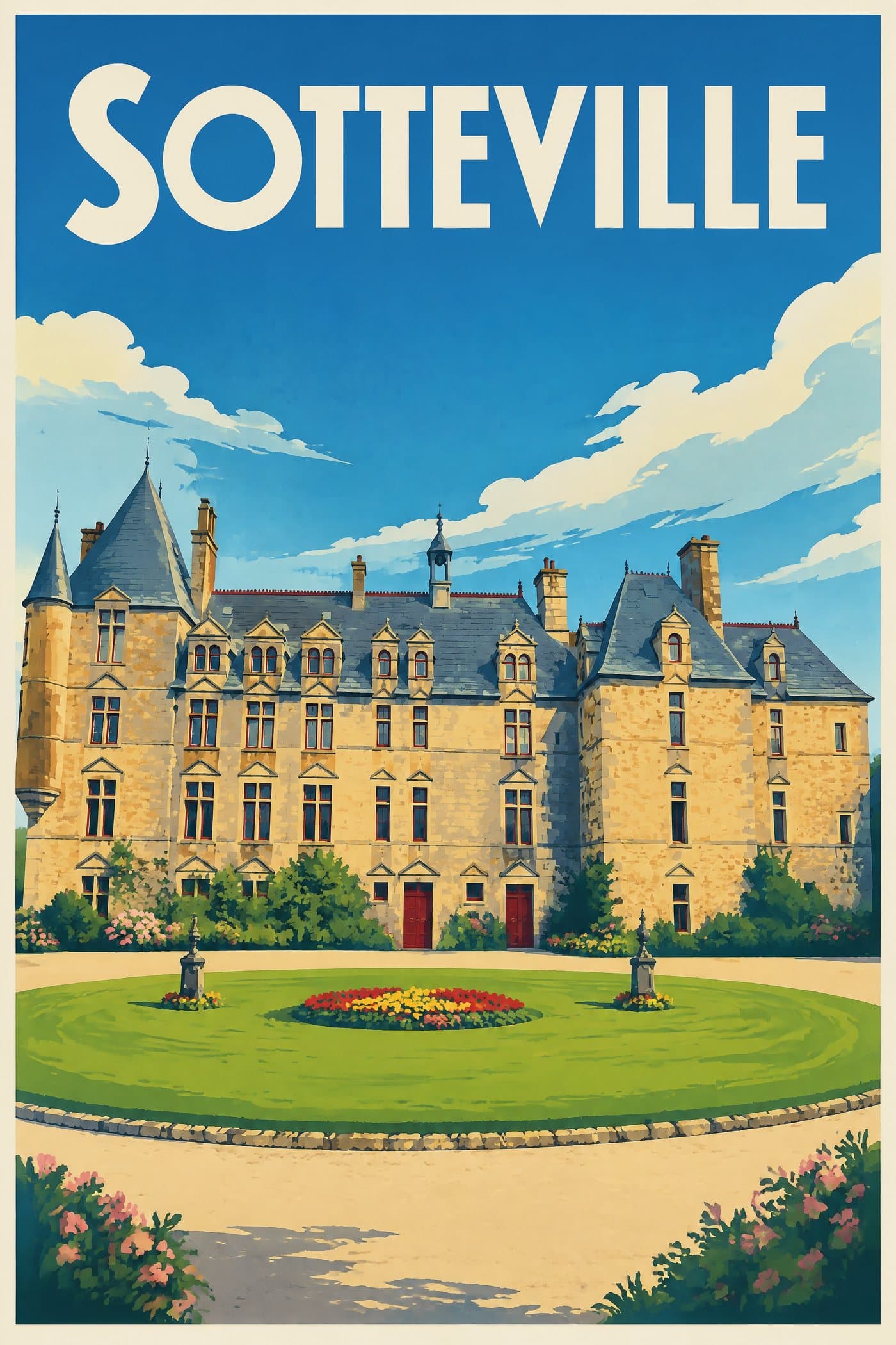 Affiche illustrée de Sotteville — Château de Sotteville