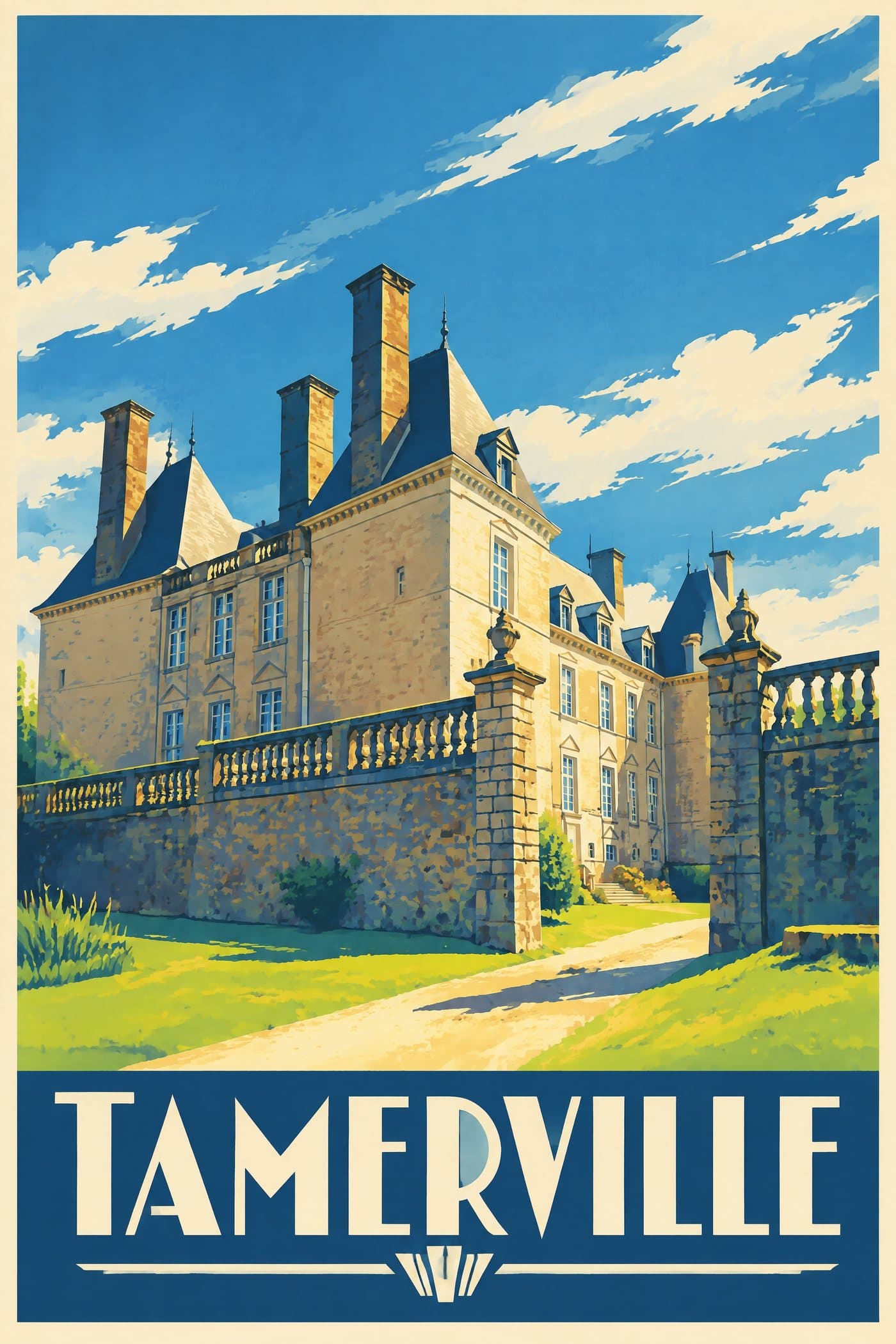 Affiche illustrée de Tamerville — Château de Chiffrevast