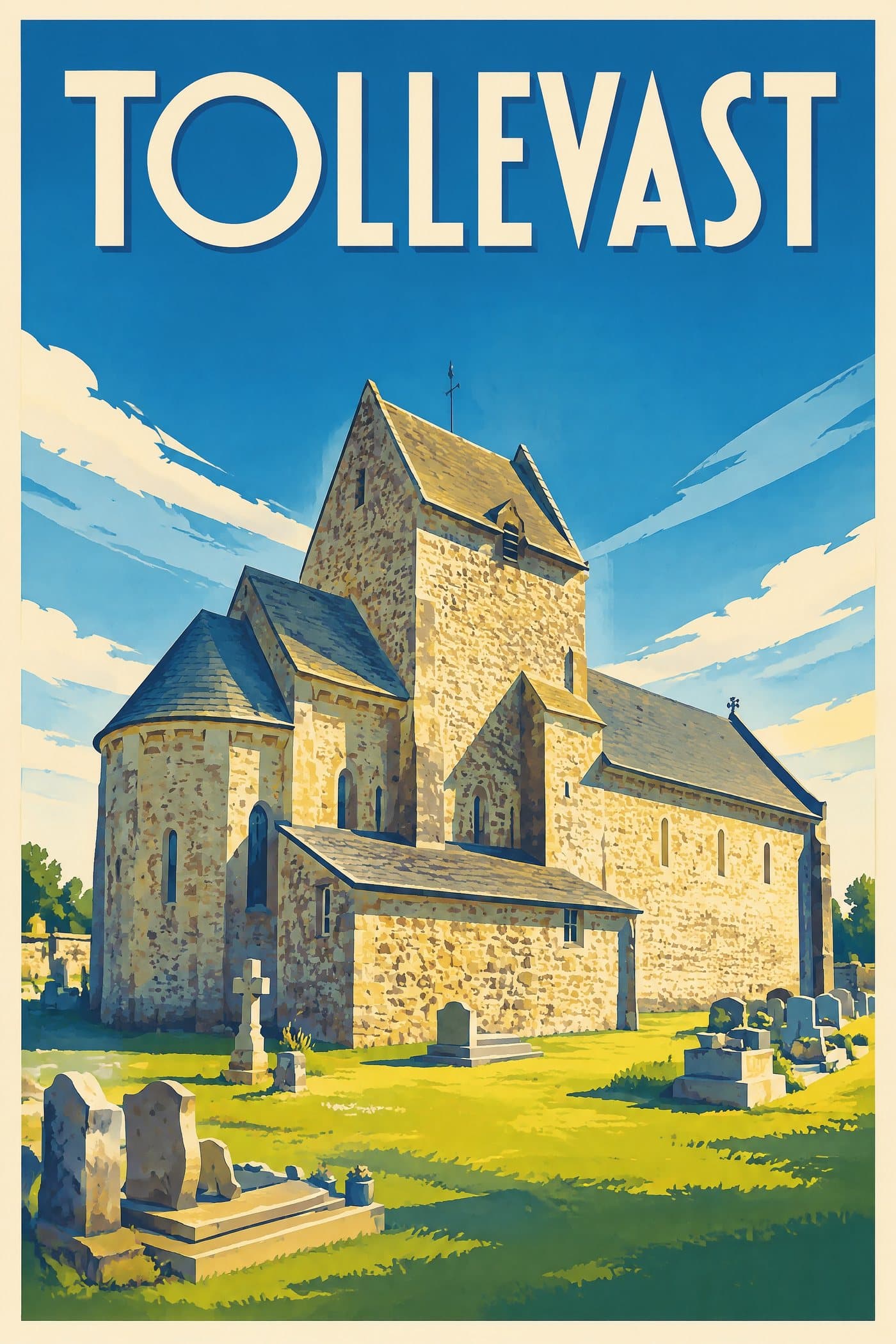 Affiche illustrée de Tollevast — Église Saint-Martin