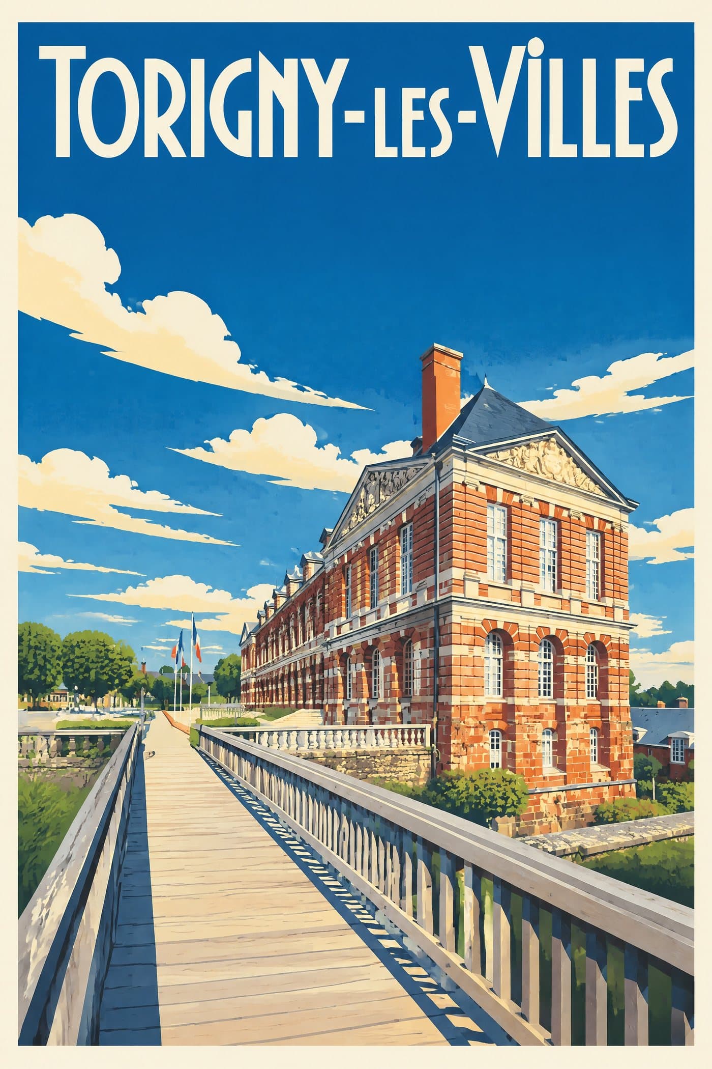 Affiche illustrée de Torigny-les-Villes — Château des Matignon