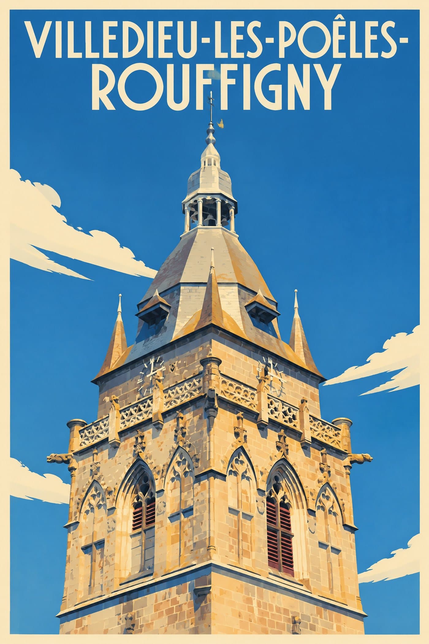 Affiche illustrée de Villedieu-les-Poêles-Rouffigny — Église Notre-Dame