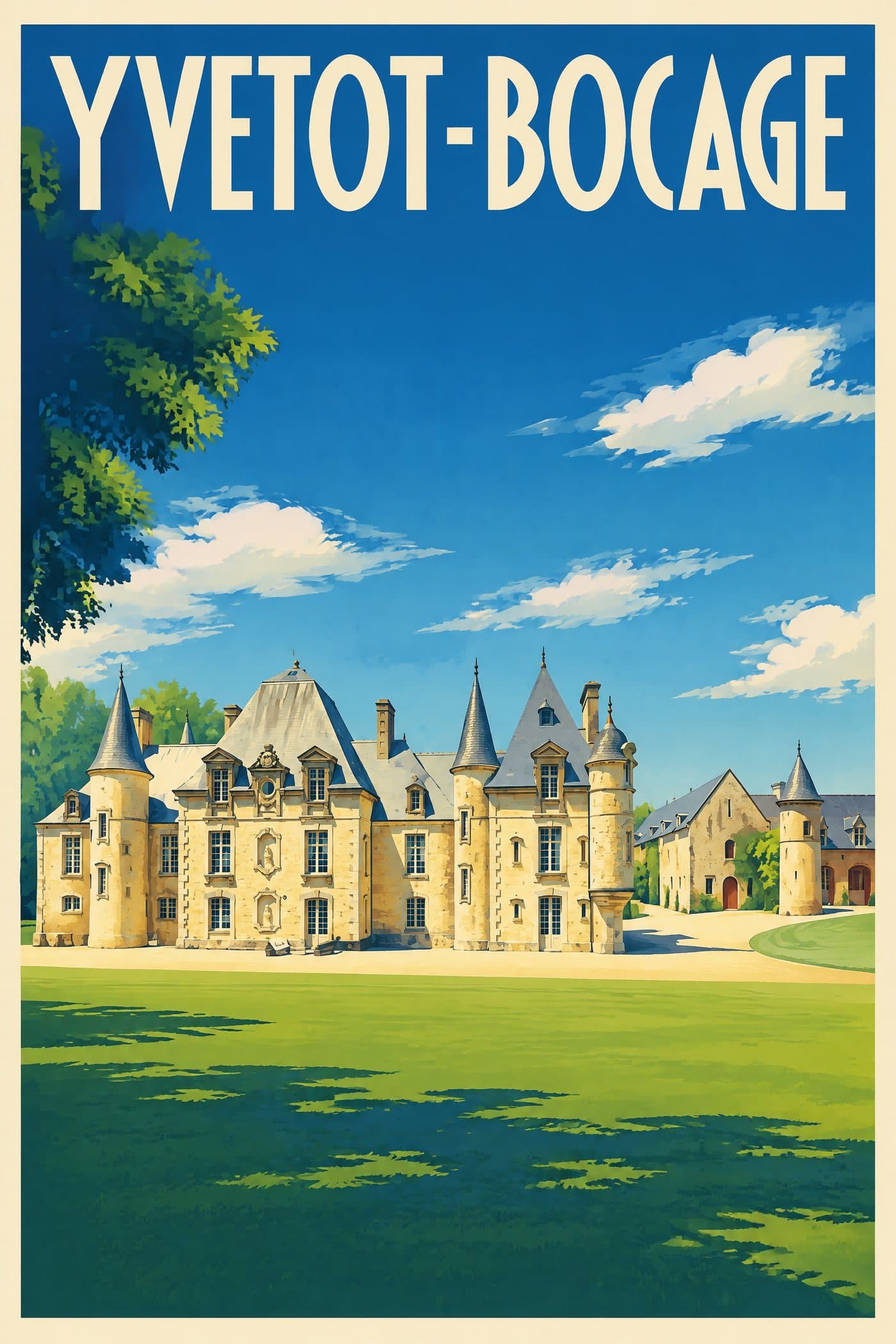 Affiche illustrée d'Yvetot-Bocage — Château de Servigny