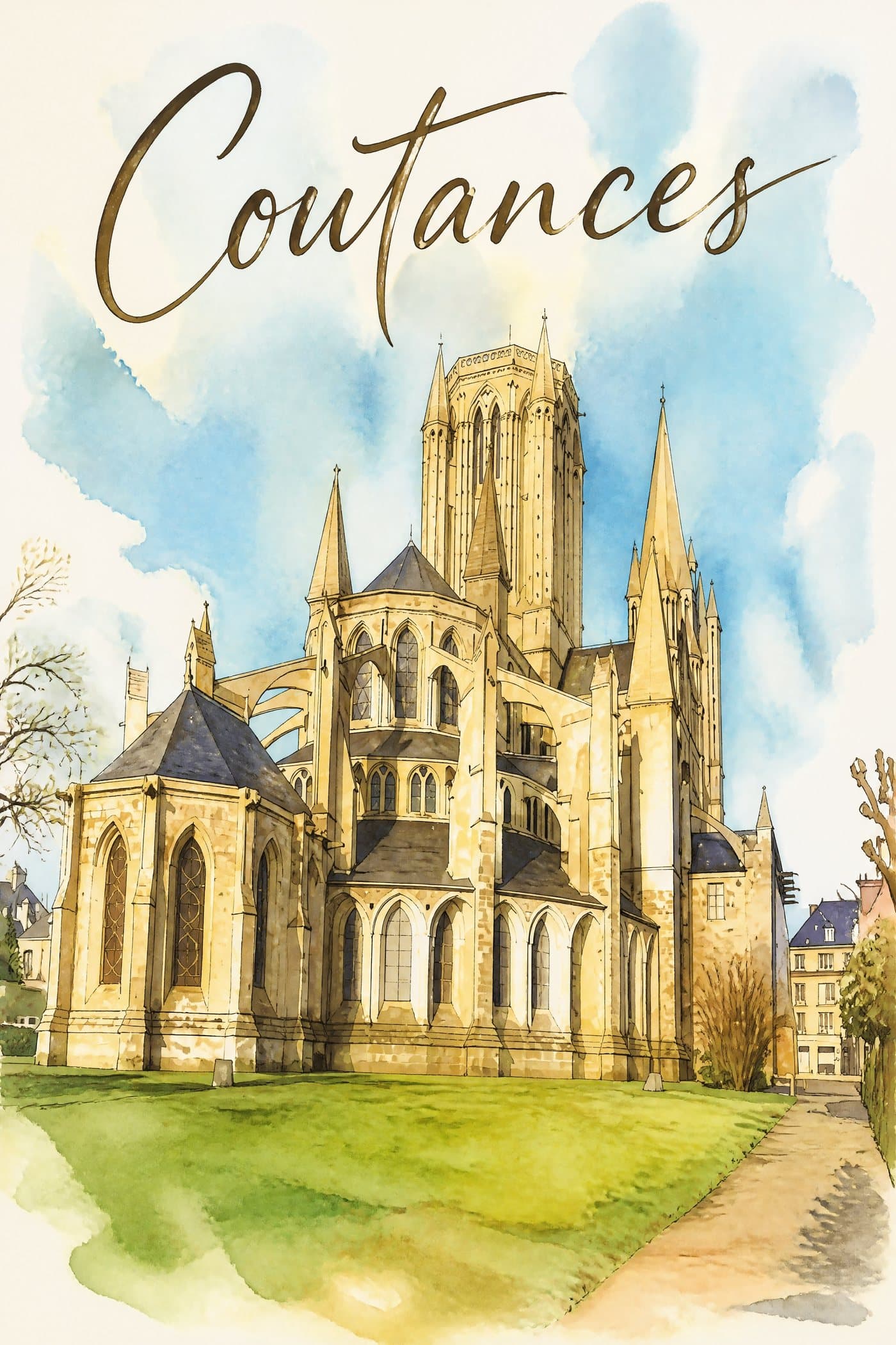 Affiche aquarelle de Coutances