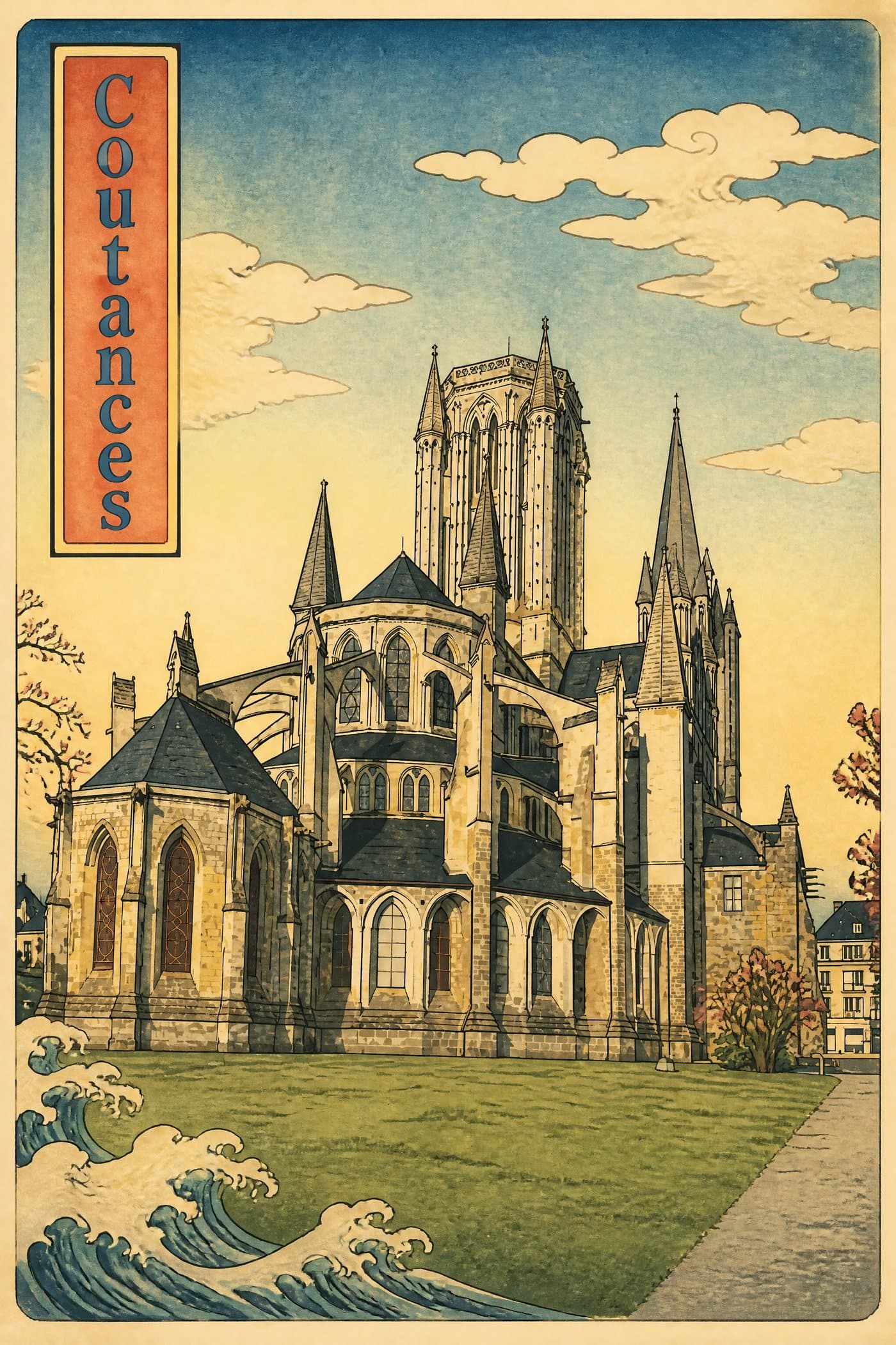 Affiche estampe japonaise de Coutances