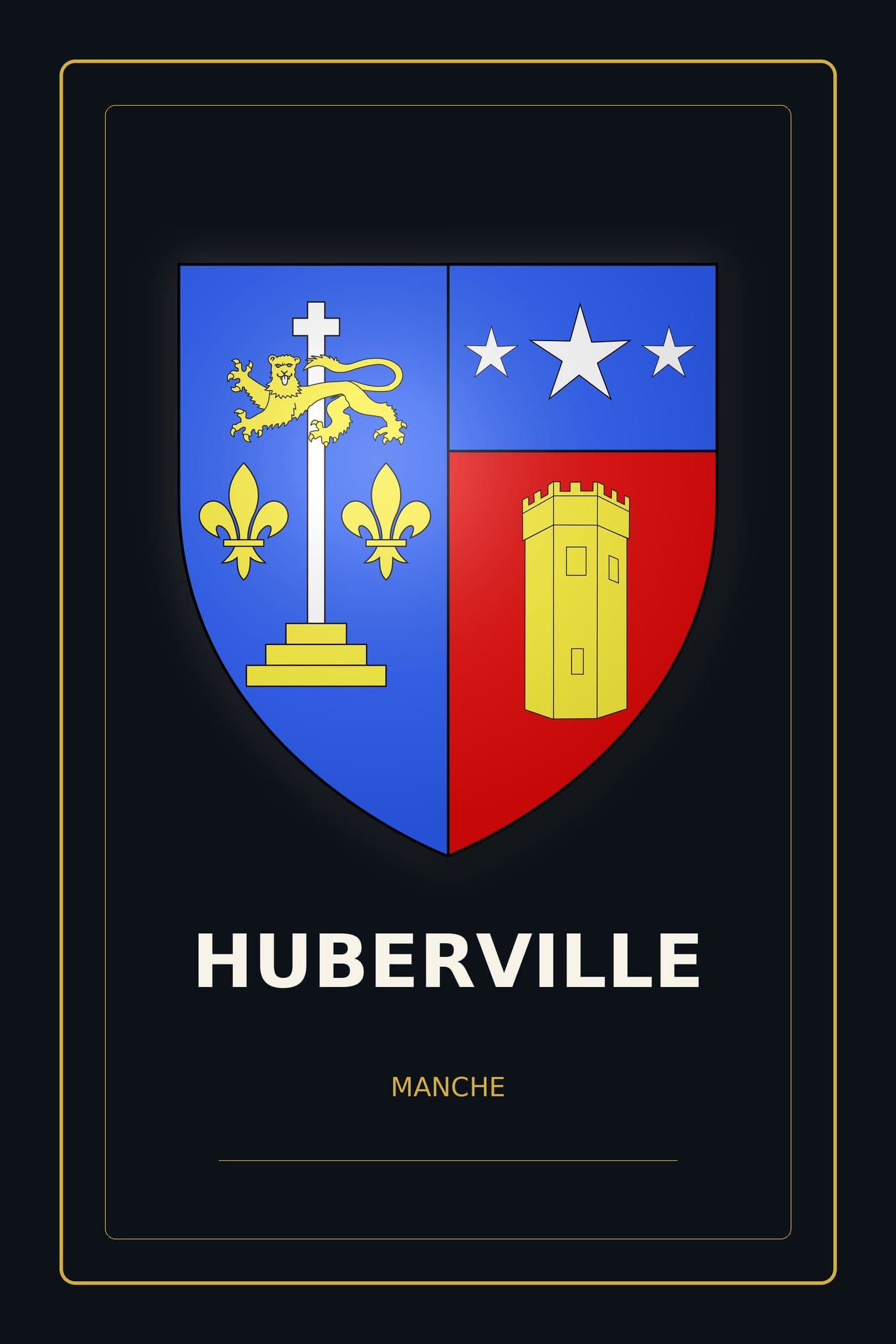 Blason d'Huberville, style royal noir